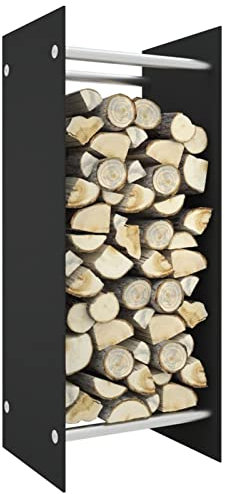 ShGaxin Brennholzregal Schwarz 40x35x100 cm Hartglas, Kaminholzregal, Brennholz Regal Außen, Holzregal, Kaminholz Ablage Innen, Outdoor Firewood Racks - 327467