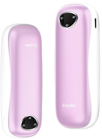 Handwärmer Elektrisch 10000mAh,EasyAcc 2er-Pack Handwärmers,3 Heating Modes Rechargeable Pocket Handwärmers,Double-Sided Heated with LED Digital Screen für Camping,Jagd,Golf,Raynauds
