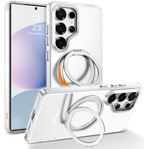 Telaso for Samsung Galaxy S25 Ultra Case, [Compatible with MagSafe] with Magnetic 360° Rotatable Ring Stand Slim Shockproof Protective Phone Cases for Samsung S25 Ultra 6.9, Clear