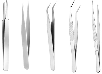 5 Piezas,Pinzas Puntiagudas,Pinzas Curvas,Pinzas De Precisión De Acero Inoxidable,Tweezers Puntiagudas,Para Joyería Y Decoración De Uñas, Manualidades, Reparación, Mascotas Acuáticas