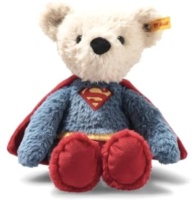 Steiff Teddybär Superman 29cm bunt, Kuscheltier Superheld, ideal für Kinder und Fans, Plüsch Bär im Superman Look, aus kuschelweichem Plüsch, waschmaschinenfest