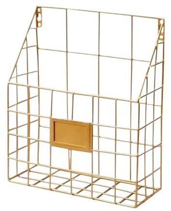 Magazinhalter Für Die Wandmontage Nützlicher, an der Wand montierter Zeitschriftensammler, einfach zu installierender Metallgeflecht-Drahtkorb, Etikettenschild, stabile hängende Dokumentenregaltür Wan