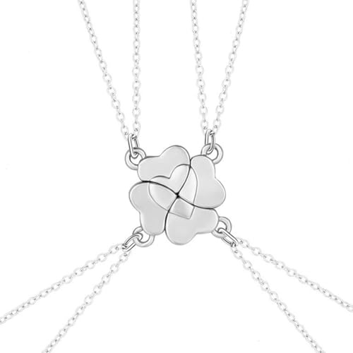 QEXUJOW Collane da donna,Collana dell'amicizia a forma di quadrifoglio per 4 ragazze, collana magnetica BFF, collane abbinate per la migliore amica