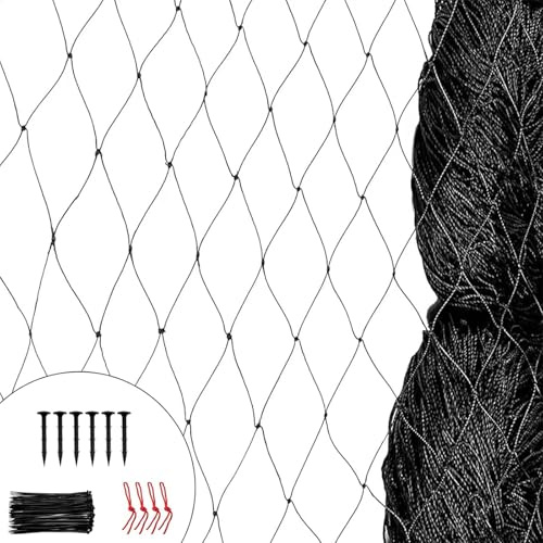 Chingcoo 7.5×2M Teichnetz Vogelschutznetz, Engmaschig Starkes Nylon Multifilament Poolnetz Obstbaumnetz Gartennetz, Vogelabwehr Netz, mit 10 Kabelbinder, 6 Heringe, 4 Spanngurte (6CM, 7.5M×2M)