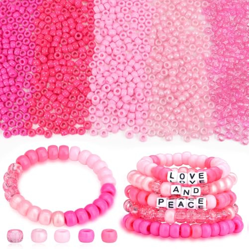 1000 Stück Rote Perlen Pony Beads, 9mm Perlen für Armbänder | AWARDSEN Perlen Rot Set Perlen Zum Auffädeln, Armbänder Selber Machen Set, Schmuck, Ketten, Basteln