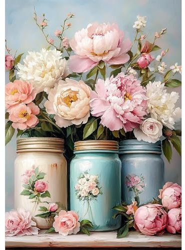 NEWENMO DIY Arreglos Florales Diamond Painting Kit Adultos,Flores Exquisitas Pintura de Diamante Kit Completo,5D Diamond Art Kits,Bricolaje Dibujo de Diamantes,para Decoración de Hogar (30x40cm)