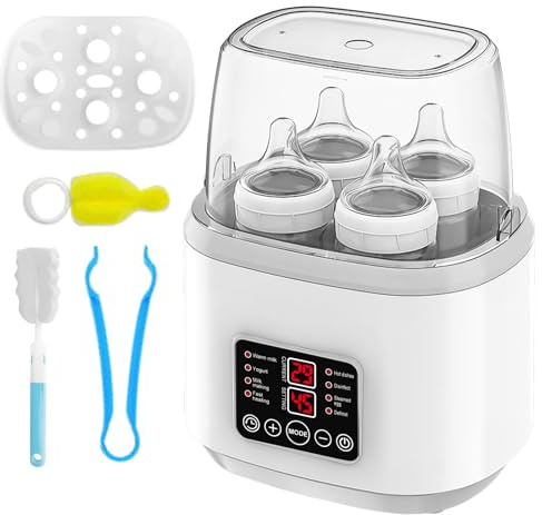 Flaschenwärmer Baby, Fläschchenwärmer 8-in-1, Sterilisator für Babyflaschen, Intelligenter Temperaturregelung Babyflaschenwärmer mit LCD-Display, Auftauen Warmhalten, Hält die Wärme 24H