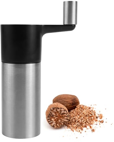 NCTNCX Moulin à muscade manuel en acier inoxydable – Moulin à noix de muscade pratique pour un arôme fraîchement moulu dans la cuisine