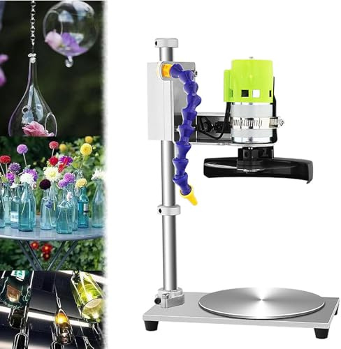Taglierina elettrica per Bottiglie di Vetro, taglierina Rotante per Bottiglie di Vino, velocità Regolabile su 7 Livelli, Altezza Regolabile, Telaio Girevole, per Il Taglio