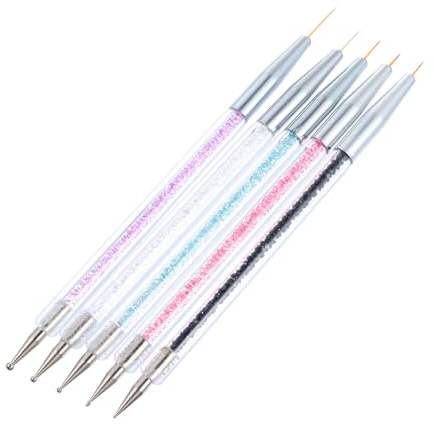 VICASKY 5pezzi Penna per Nail Art Doppia Estremità di Strumenti per Pittura Unghie Accessori per Nail Art per Disegnare Linee Creare Motivi e Decorare Unghie Precisione per Uso Personale