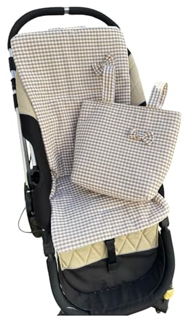 Colchoneta Carrito Bebé Universal 36x77 cm para Silla de Paseo + Bolsa – Funda Acolchada Algodón Transpirable Antideslizante, Colchoneta Verano Carro Bebé