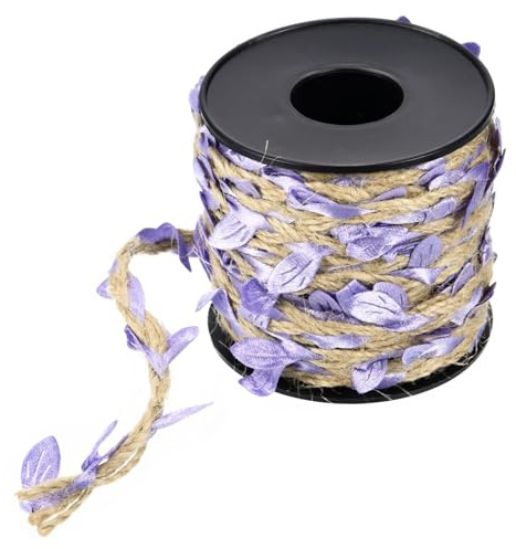 Soulnioi Leaf Jute Twine, 33 Feet 10M Hessian Rope for Garden Pipe Covering, Rustic Wedding Decor, Floral Garland and DIY Craft Projects, Lilac