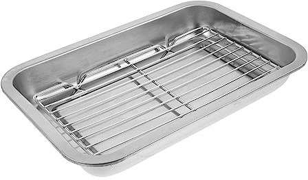 SOLUSTRE Edelstahl Backblech Und Abkühlgitter Mit Maschendraht Rostfrei Verschleißfest Multifunktional Zum Backen Öldrainage Und Abkühlen Von Gemüse Obst Geschirr Praktisches Küchengerät