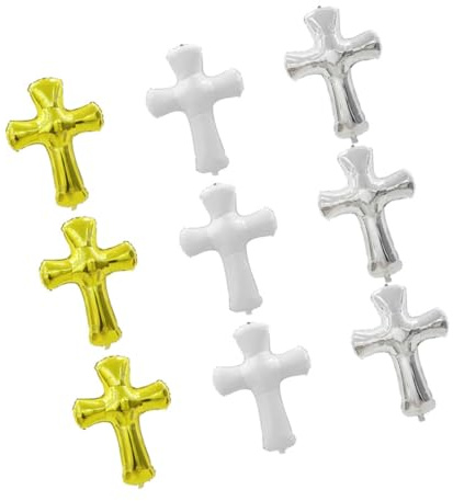 Beaupretty 9 piezas Globos de Lámina con Cruz Decoración Religiosa para Bautizo Comunión y Fiestas Católicas Resistente y Elegante para Niñas para