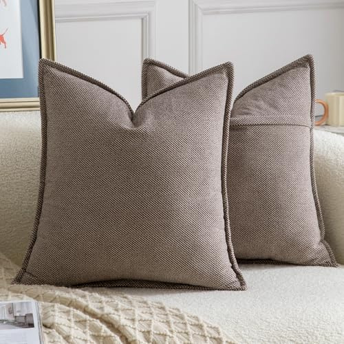 MADIZZ Set med 2 st Dekorsiktiga Chenille Kuddfodral Mjukna Boemiska Kuddöverdrag Modern Heminredning för Soffa Vardagsrum Sovrum Taupe 50x50 cm