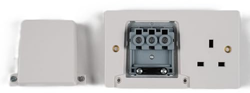 Stanic Duo 45A Dual Cooker Connection Unit, White, Wall Mounted, with 13A Socket, BS EN1363-2 Standard, Compatible with 6-16mm² Conductors