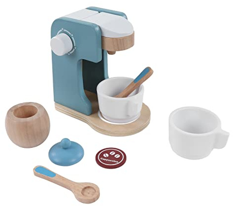 Acouto Giocattolo per Caffettiera in Legno Giocattolo per Caffettiera in Legno, Set per Macchina da caffè Finta in Massello Lucido, Alta Simulazione per Giochi di Ruolo in Cucina per Bambini