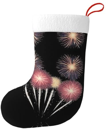 Whjshop Chaussettes décoratives colorées avec motifs feux d'artifice pour arbres de Noël, tables de salle à manger
