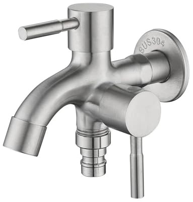 Badezimmer aus Edelstahl 304, erweiterter, multifunktionaler, an der Wand montierter Wäsche-Doppelhahn mit einem Eingang und zwei Ausgängen