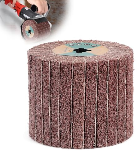 EXLECO Cepillo de Rodillo Abrasivo para Lijadora Electrica 19x120x100mm, Grano 60 de Fibra Sintética con Papel de Lija para Pulidora, Satinado para Pulido de Superficies de Madera y Metal | Cepillo de lijado satinado con papel de lija, 120 x 100 mm, rodillo satinado, para madera y metal