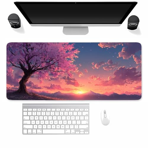Alfombrilla De Ratón Gaming Grande, 1500x800mm Alfombrilla Escritorio XXL Mejora la Precisión y la Velocidad, con Base de Goma Antideslizante Mousepad para PC y Portátil (Paisaje al atardecer)