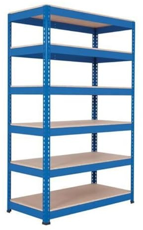 Horison Industries 6 Tier Garage Shelving Units 1980x1220x380mm, Blue Heavy Duty Metal Shelving Unit for Storage, 6 Tier Chipboard Garage Storage Shelves for Shed and Van, Racking Metal Shelf Unit