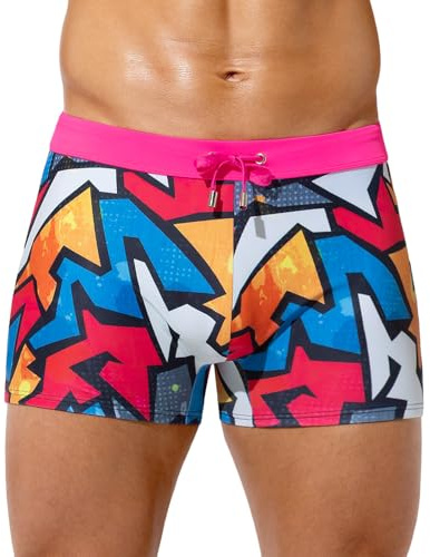Casey Kevin Herr Baddräkt Justerbar Dragsko Boxershorts Herr Pool Med Tryck Mönster Låg Midja Snabbtorkande