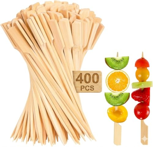 400 Stück Fingerfood Spieße aus Bambus, 12cm Piekser für Buffet & Partys, Nachhaltige Grillspieße, Ideal für Burger, Obstspieße