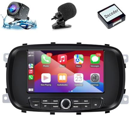 Autoradio per FIAT 500X (2015-2024) con Android Auto e CarPlay | Car Radio Android Stereo con Bluetooth/WiFi/Telecamera Retromarcia/Microfono/Canbus BOX/USB