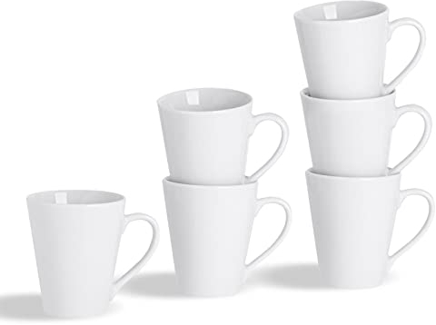 Argon Tableware White Porcelain Coffee Mug Set of 24-285ml Tea, Latte & Cappuccino Cups - Classic Dishwasher & Microwave Safe Mugs for Everyday Hot Drinks