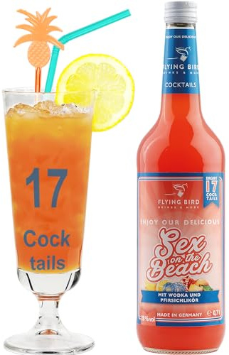 Flying Bird Sex On The Beach für 17 Cocktails fertig gemixt | 0,7l Flasche mit allen Zutaten | Mit Orangensaft mixen