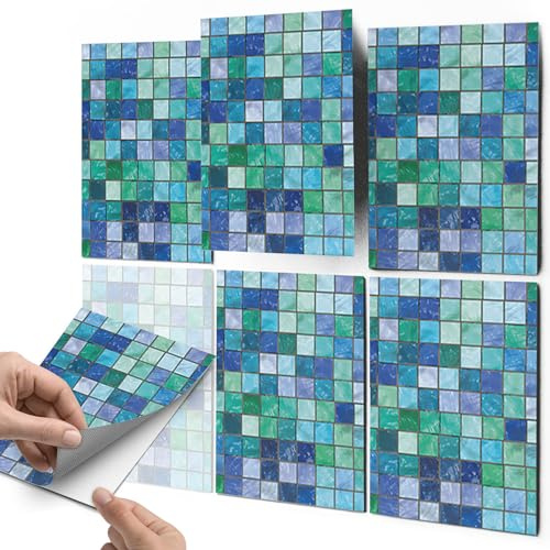 CREATISTO Mosaik-Fliesen Fliesensticker Fliesenfolie - Stylische Sticker Aufkleber für Fliesen I Stickerfliesen - Mosaikfliesen für Küche, Bad, WC Bordüre (20x25 cm I 6 -Teilig)