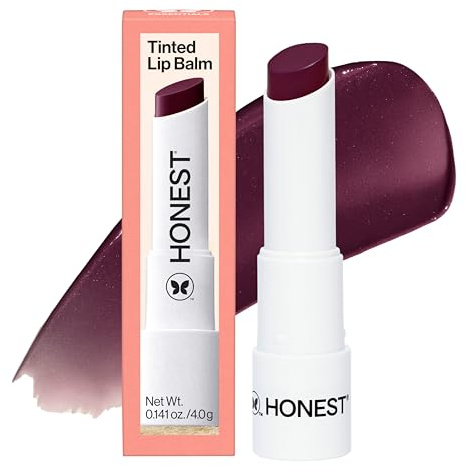 Honest Beauty Moisturizing Vegan Tinted Lip Balm, Antioxidant-Rich, Acai Extracts Avocado Oil, Paraben and Cruelty-Free, Plum Drop