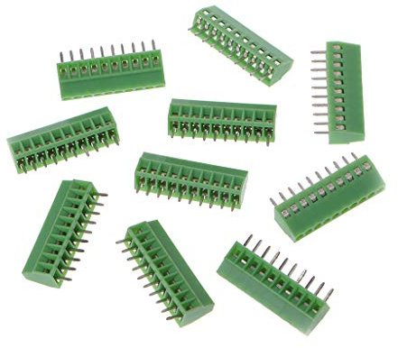 JOYKK 10 Stücke 10Pin Schraube Leiterplattenmontierte Anschlussblöcke Connector 2.54mm Pitch - Green
