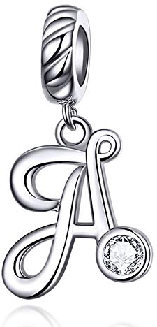LaMenars Damen Charm-Anhänger Alphabet Buchstabe 925 Sterling Silber passend für, Chamilia und europäische Charm-Armbänder & Halsketten (Buchstabe A)