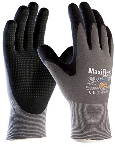 ATG 42-844/07 MaxiFlex Endurance Handschuh mit AD-APT Technologie, Strickbund, Beschichtete Handinnenfläche, 1.0mm Handflächendicke, 23cm Länge, Schwarz/Grau, Größe 07
