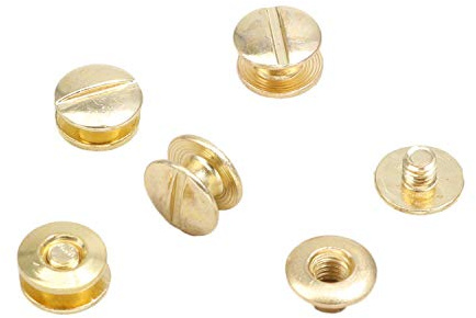 LEO’s - 100 Stück Premium Buchschrauben 2 mm in Messing Farbe - Buchbinderschrauben Buchnieten vermessingt - Schraubnieten Chicagoschrauben mit 5 mm Schaftdurchmesser - Buch Nieten zum Schrauben