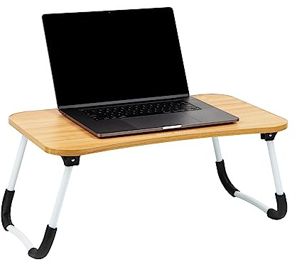 Mind Reader Woodland Collection Bureau Portable pour Ordinateur Portable/Table de Petit-déjeuner, Pliable, Portable, Pieds pliants, 60,6 x 34,9 x 26,7 cm (L x l x H), Beige