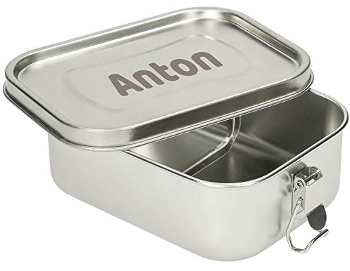 Uakeii Personalisierte Brotdose Edelstahl 1000 ml - Robuste Lunchbox für Kinder & Erwachsene inkl. Dichtungsring - BPA-freie Jausenbox mit drei Fächern - Ideal für Schule, Büro und unterwegs