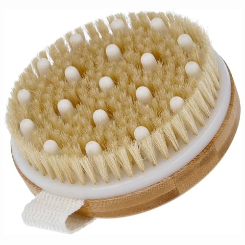 PARSA Beauty Bambus Massagebürste FSC®-zertifiziert mit Wildschweinborsten | Massageknoten für strahlende Haut Wellness Line, Für Trocken & Nassanwendung, Ergonomisch & Griffig, Sanfte Tiefenreinigung