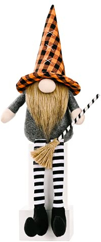 Gnomi di Halloween, peluche da collezione, seduto a gambe lunghe, svedese Tomte, statuine da collezione, ornamenti in peluche per casa e Halloween, festa di Halloween, decorazione da tavola (C)