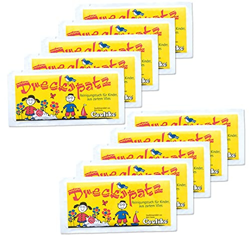 Erfrischungstuch Dreckspatz aus Vlies | 10 Stück | Für Kinder | Mit Kirschduft