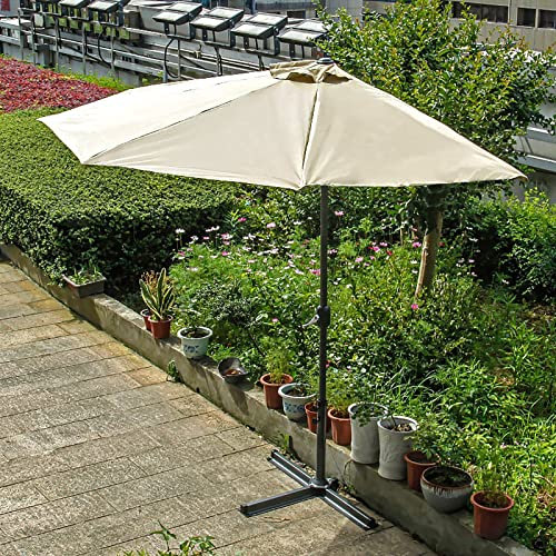 RTYUIO Parasol Demi Rond Parasol Pare-Soleil Parasol De Patio De Jardin avec Manivelle, Parapluie De Magasin Rectangulaire pour L'extérieur, Balcon, Plage, Jardin, sans Socle (Color : Beige)