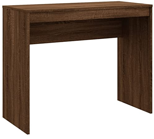 vidaXL Engineered Wood Desk in Brown Oak Finish - Modern Style Compact Workstation Ideal for Small Spaces, Study Room, Office, or Dorm
