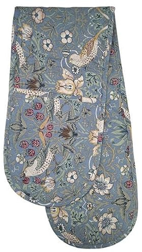 William Morris Strawberry Thief Blue Double Oven Glove Quilted