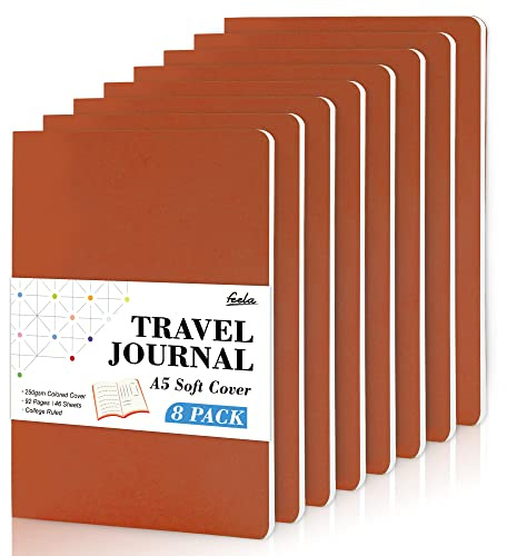 feela Notizbücher mit weichem Einband, A5, liniert, College, liniert für die Arbeit, liniertes Reisetagebuch für Damen und Herren, Notizblock, Schulbedarf, Business, Schreiben, Notizbücher, | College-Notizbücher für Schule, Büro, Reisen, Notizblöcke für Studenten, Erwachsene, Damen, Herren