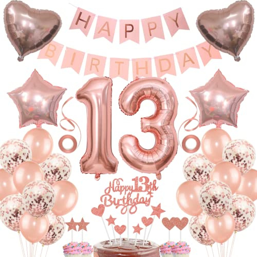 Deko 13. Geburtstag Tortendeko 13 Geburtstag Deko Geschenk für 13. Geburtstag Rosegold Geburtstag 13 jahre Geburtstag deko Ballon 13 Geburtstag