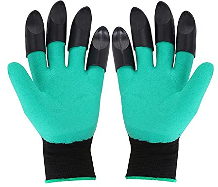 Garden Work Gloves, Pruning Gloves， Garden Gloves With Claws ABS Plastic Garden Rubber Gloves Gardening Digging Planting Durable Waterproof Work Glove Outdoor Garden Gloves (Color : 06 8 Claws)