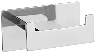 Wenko Turbo-Loc - Gancio da parete Duo Genova Shine, decorativo, doppio bagno, in acciaio inox, per asciugamani o utensili da bagno, fissaggio senza fori, 8,9 x 4,4 x 5,4 cm, lucido, antiruggine