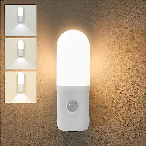 WYQSX 2 Piezas Luz de Noche con Detector de Movimiento, Lámpara de Noche LED Recargable por USB, Lámpara con Detección de Movimiento de Interior a Batería para Escaleras Habitación Infantil